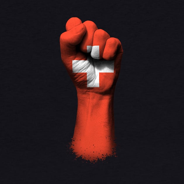 Flag of Switzerland on a Raised Clenched Fist by jeffbartels